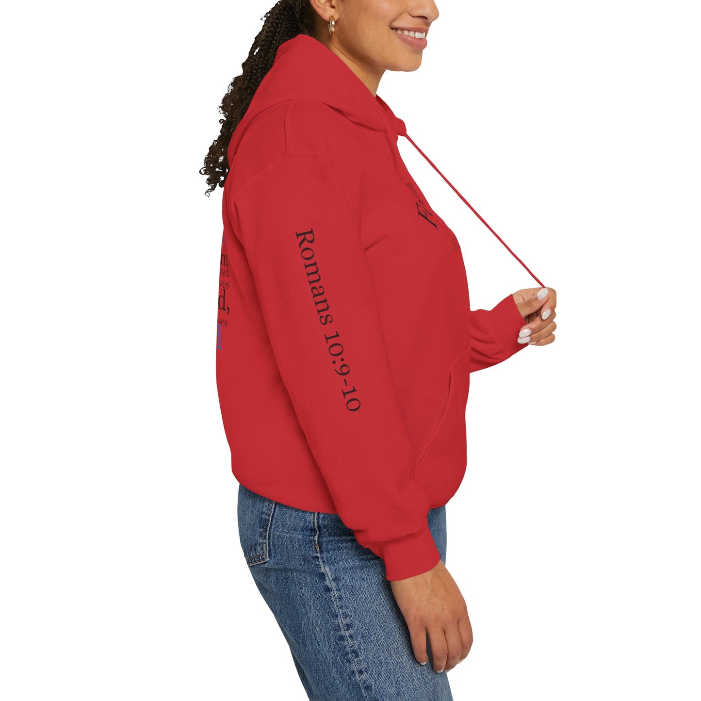 Forgiveness Hoodie (Romans 10:9-10)— Christian Scripture Faith Pullover