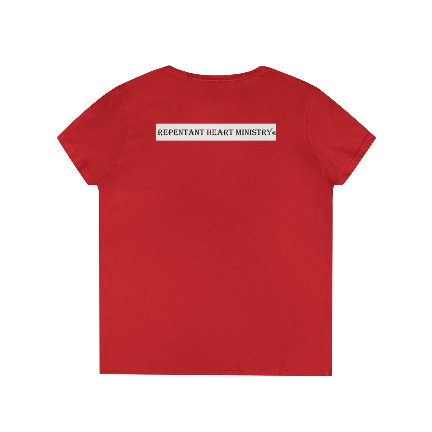 Biblical Ladies' V-Neck T-Shirt - God on the Mountain, Valley Design