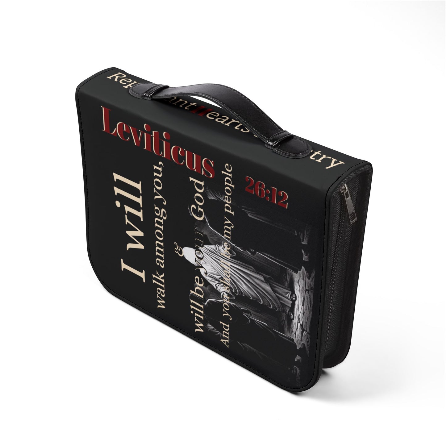 Bible Cover/ Case - Ephesians 6:10-13 & Lev. 26:12 RHM