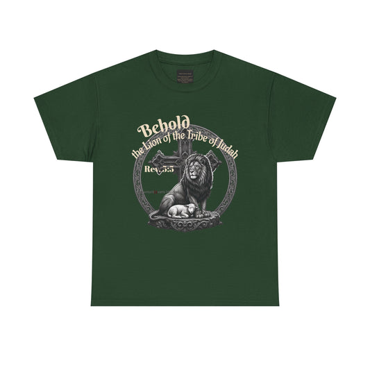 Behold the Lion of Judah T-Shirt — Rev. 5:5 Christian T-shirt