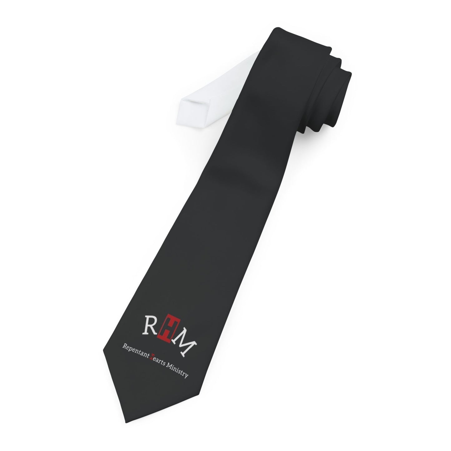 Necktie Classic Black with Classy RHM Logo — Professional Dress Tie