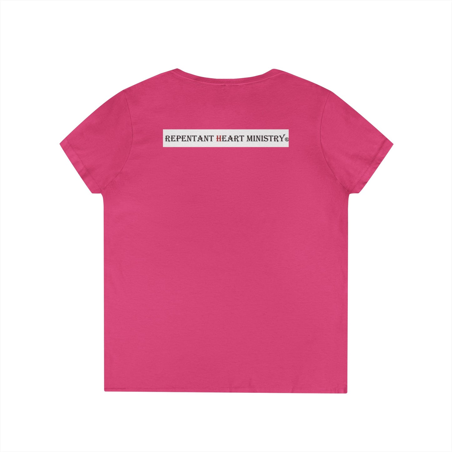 Biblical Ladies' V-Neck T-Shirt - God on the Mountain, Valley Design