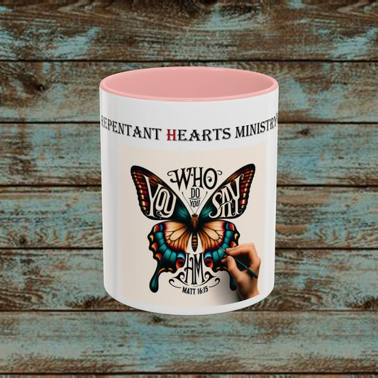 Cup Biblical Butterfly Accent Coffee Mug - "Who Do You Say I Am"