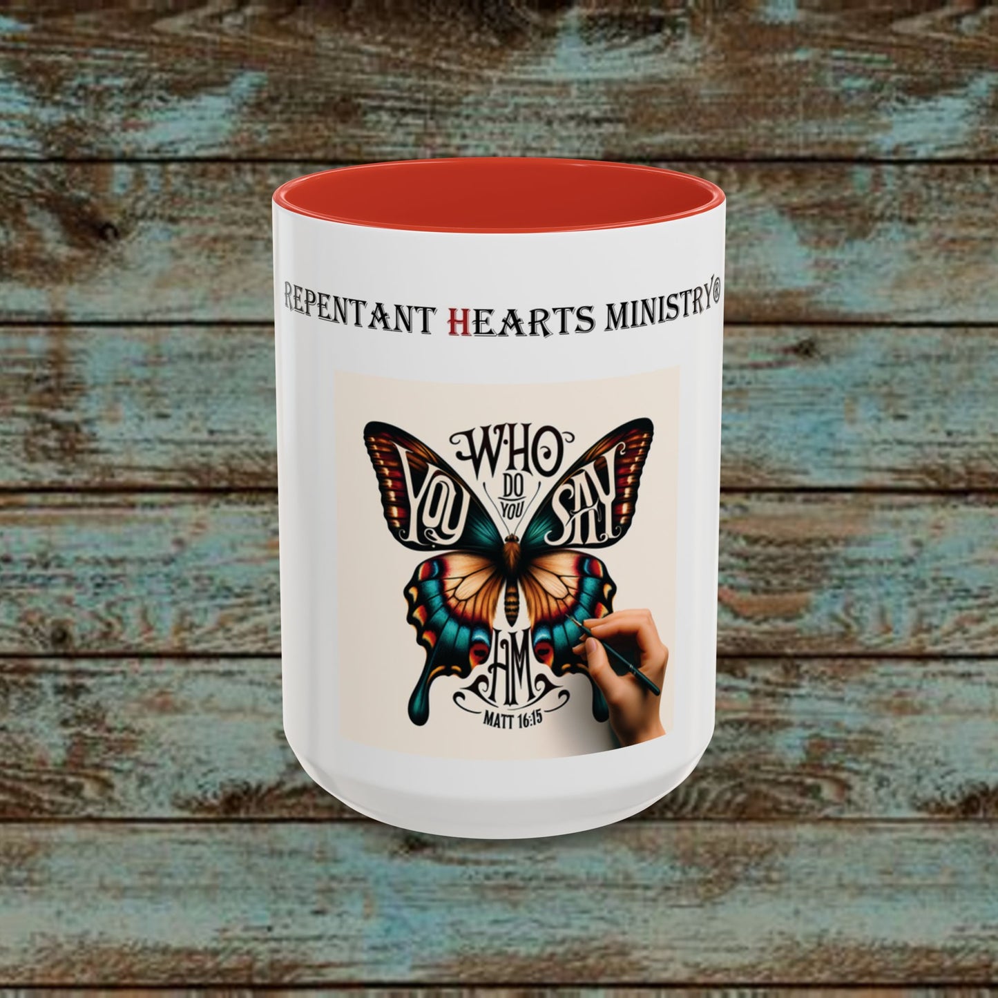 Cup Biblical Butterfly Accent Coffee Mug - "Who Do You Say I Am"