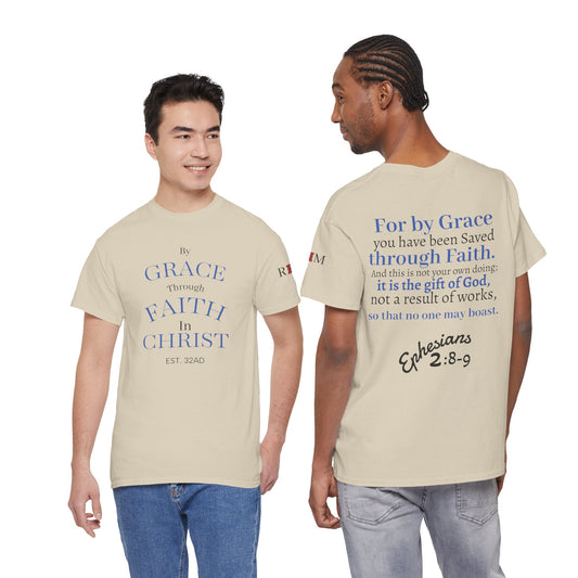 Ephesians 2:8-9 T-Shirt — "By Grace Through Faith in Christ" Christian Tee