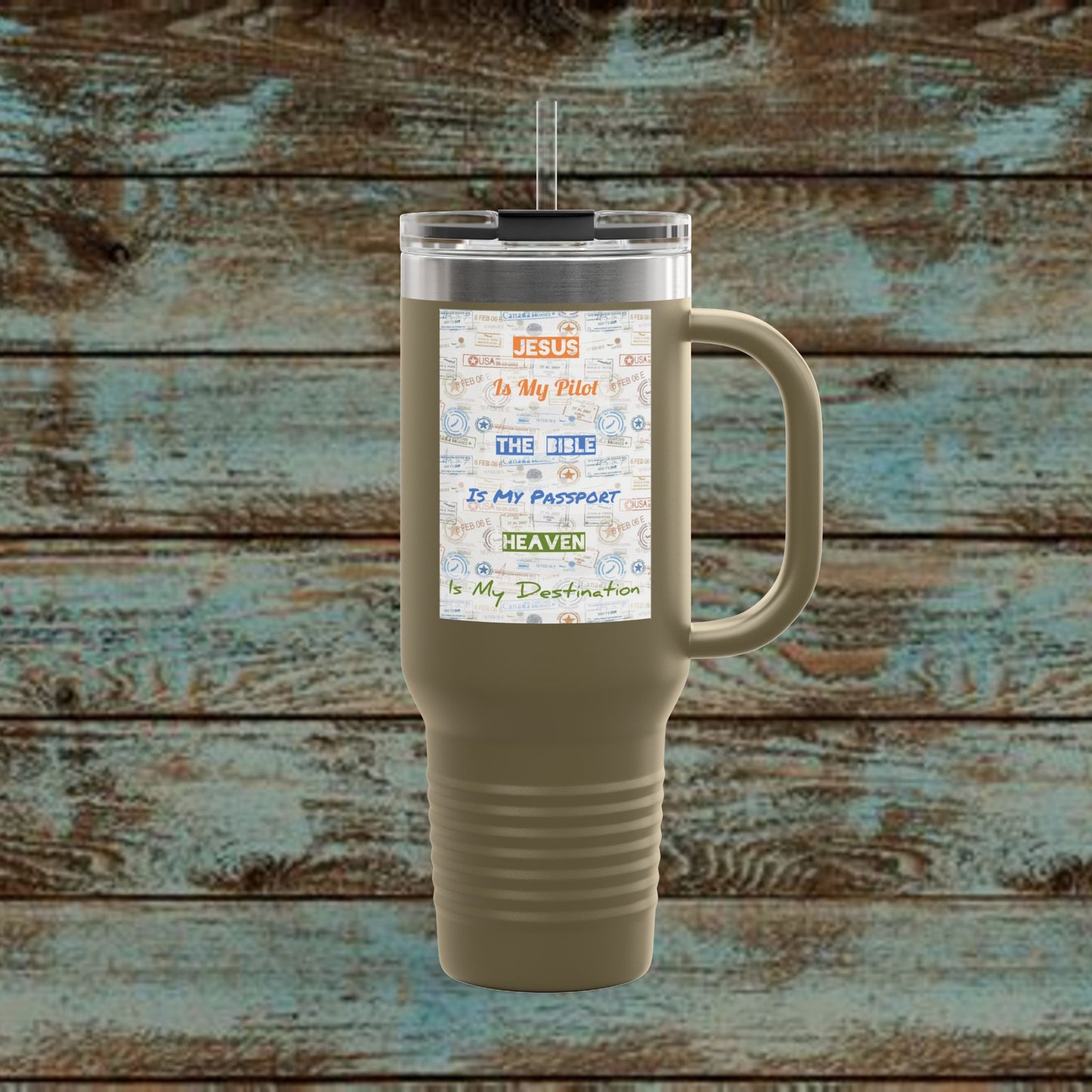 Faith Based Insulated Travel Mug – 40oz | Jesus is My Pilot Design | Perfect for Travelers & Pilots