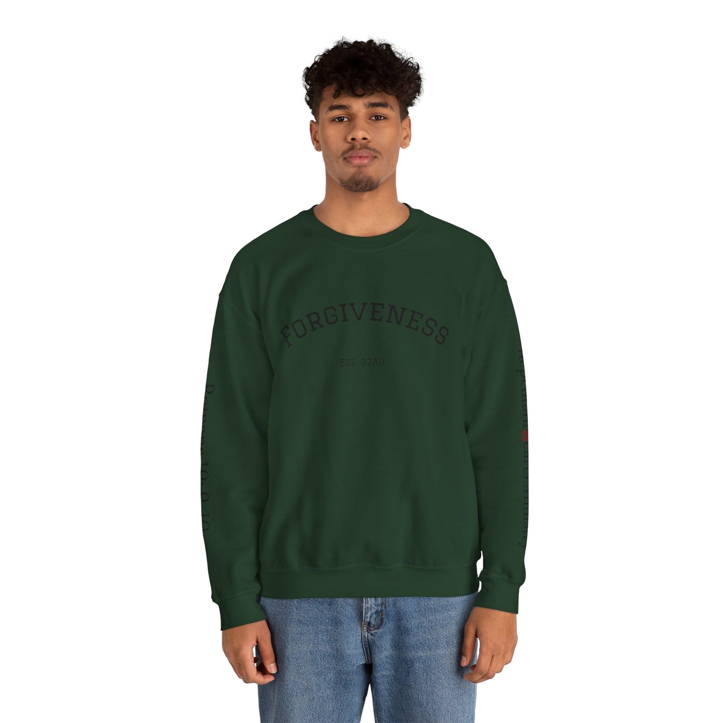 Forgiveness Crewneck Sweatshirt (Romans 10:9) — Christian Faith Verse Pullover