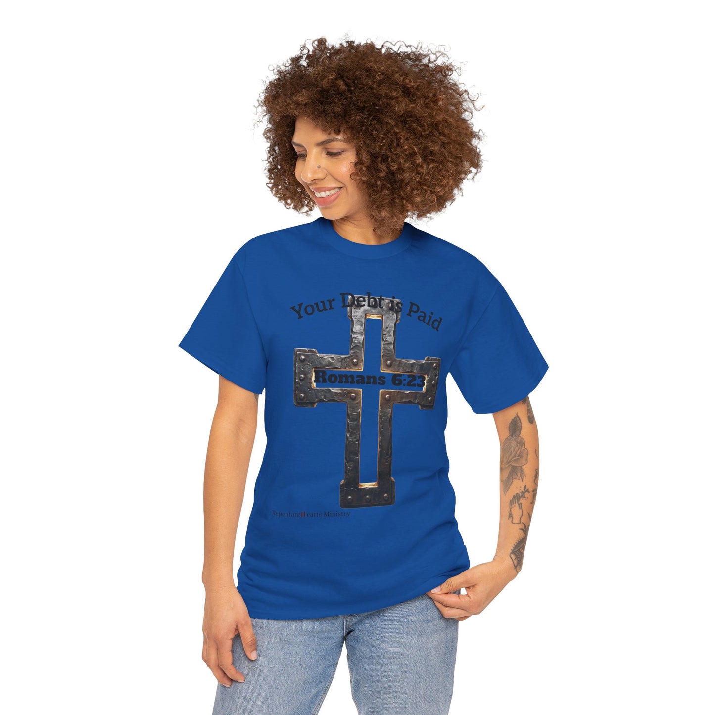 Your Debt Is Paid Romans 6:23 Inspirational- Christian Cross T-Shirt