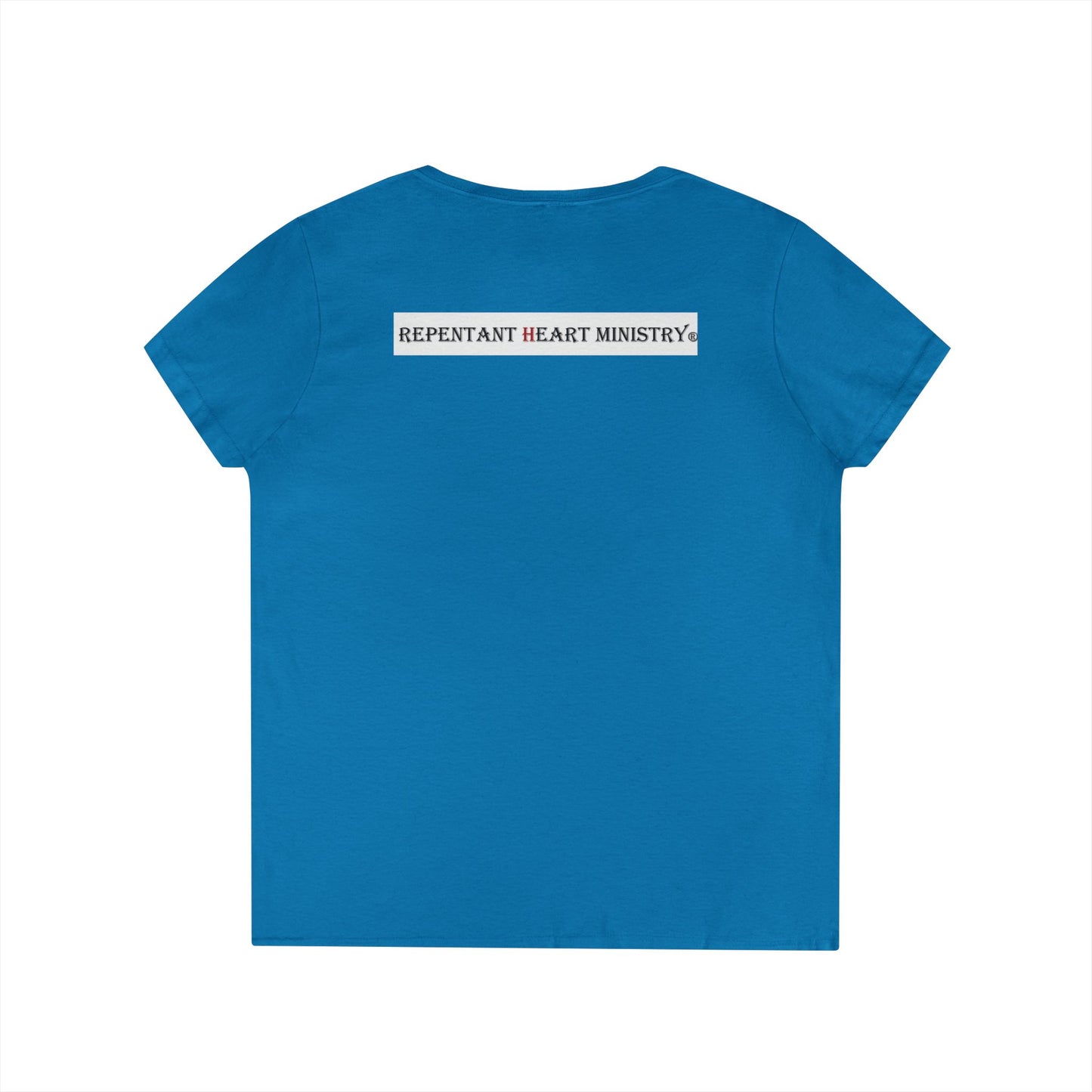 Biblical Ladies' V-Neck T-Shirt - God on the Mountain, Valley Design