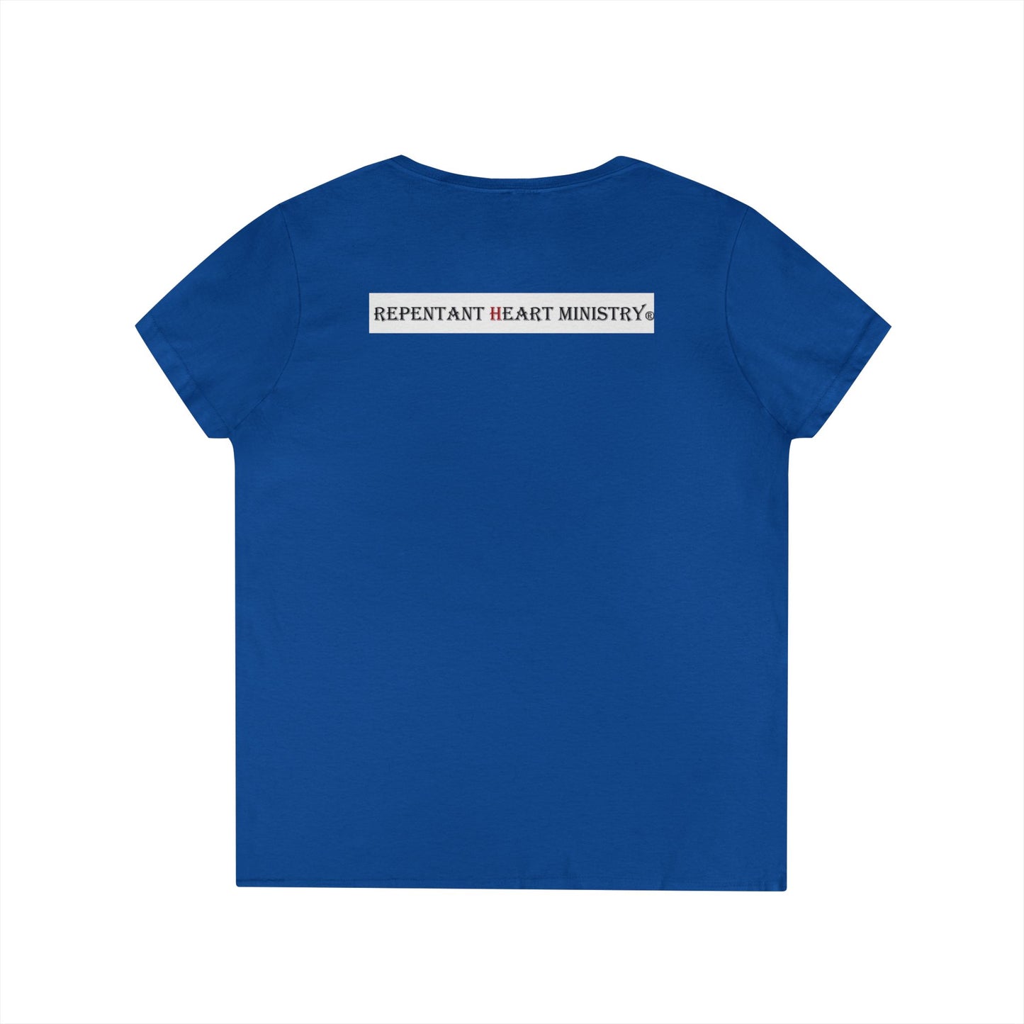 Biblical Ladies' V-Neck T-Shirt - God on the Mountain, Valley Design