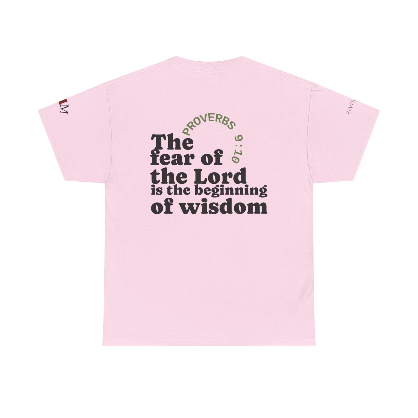 "Wisdom" Proverbs 9:10 T-shirt — "The fear of the Lord is the beginning of wisdom" Christian Scripture