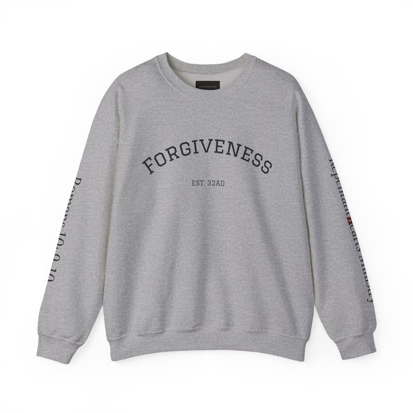 Forgiveness Crewneck Sweatshirt (Romans 10:9) — Christian Faith Verse Pullover