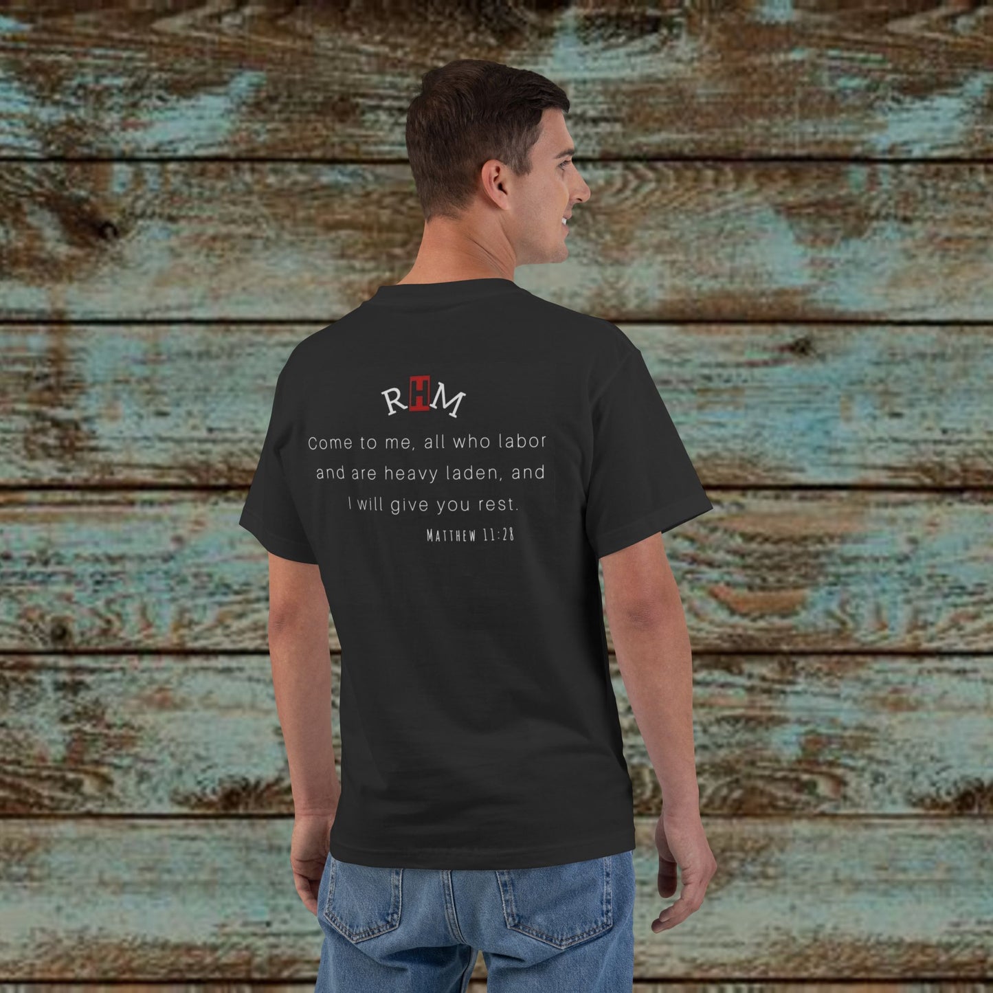 Matt 11:28- Repentant Hearts Ministry- Scripture T-Shirt - Christian Faith Graphic Tee