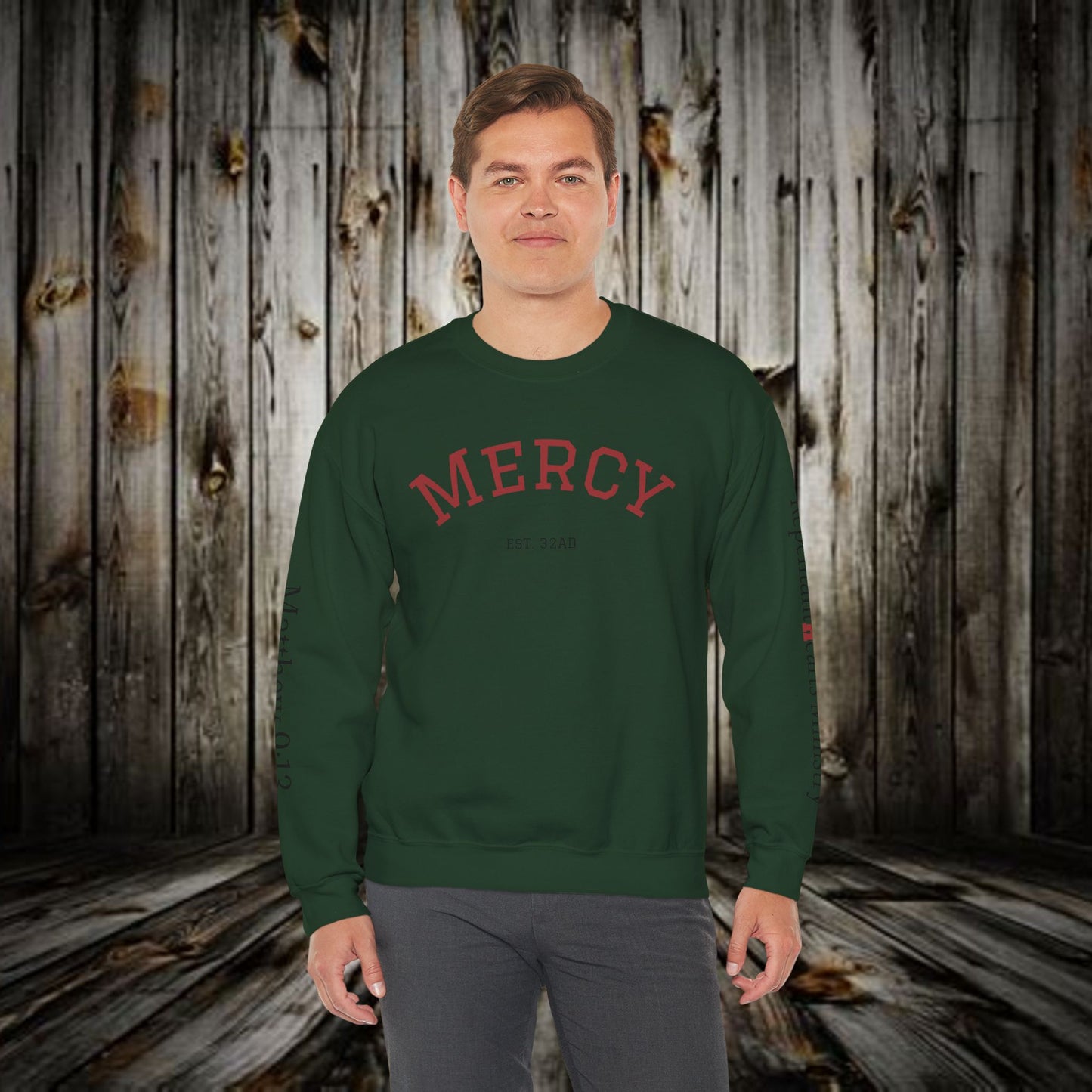 Mercy Crewneck Sweatshirt (Matthew 9:13) — "I Desire Mercy, Not Sacrifice" Inspirational Bible Verse Sweatshirt