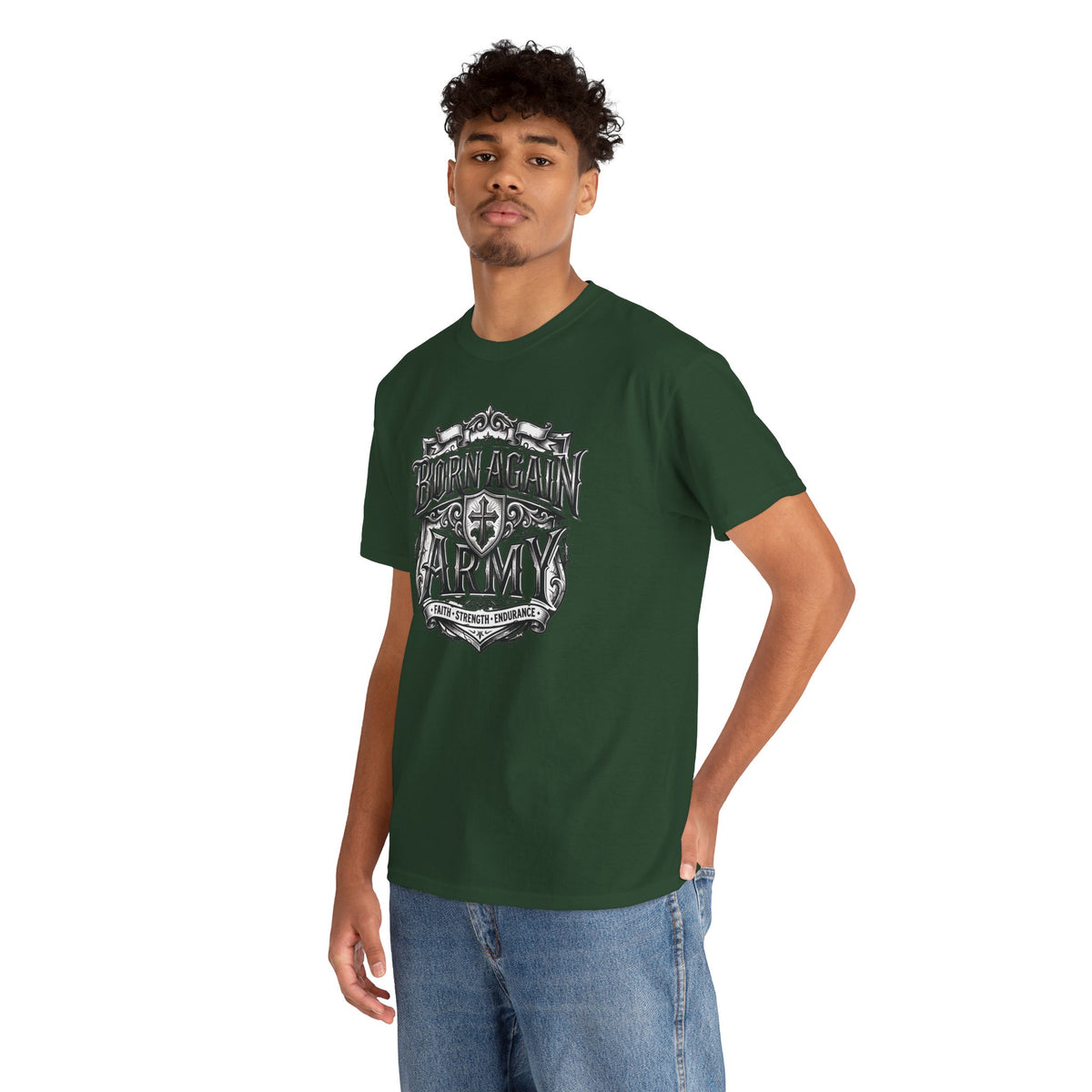 Born Again Army T-Shirt — Christian Faith Graphic Tee (1 Peter 1:23)