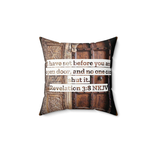 Open Door Pillow - 3:8 Revelation Scripture Decor- Square Design