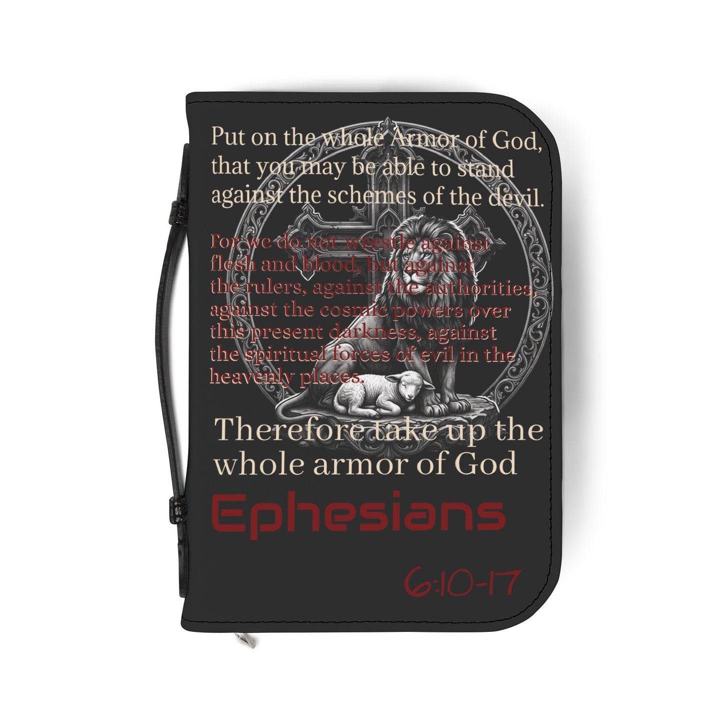 Bible Cover/ Case - Ephesians 6:10-13 & Lev. 26:12 RHM