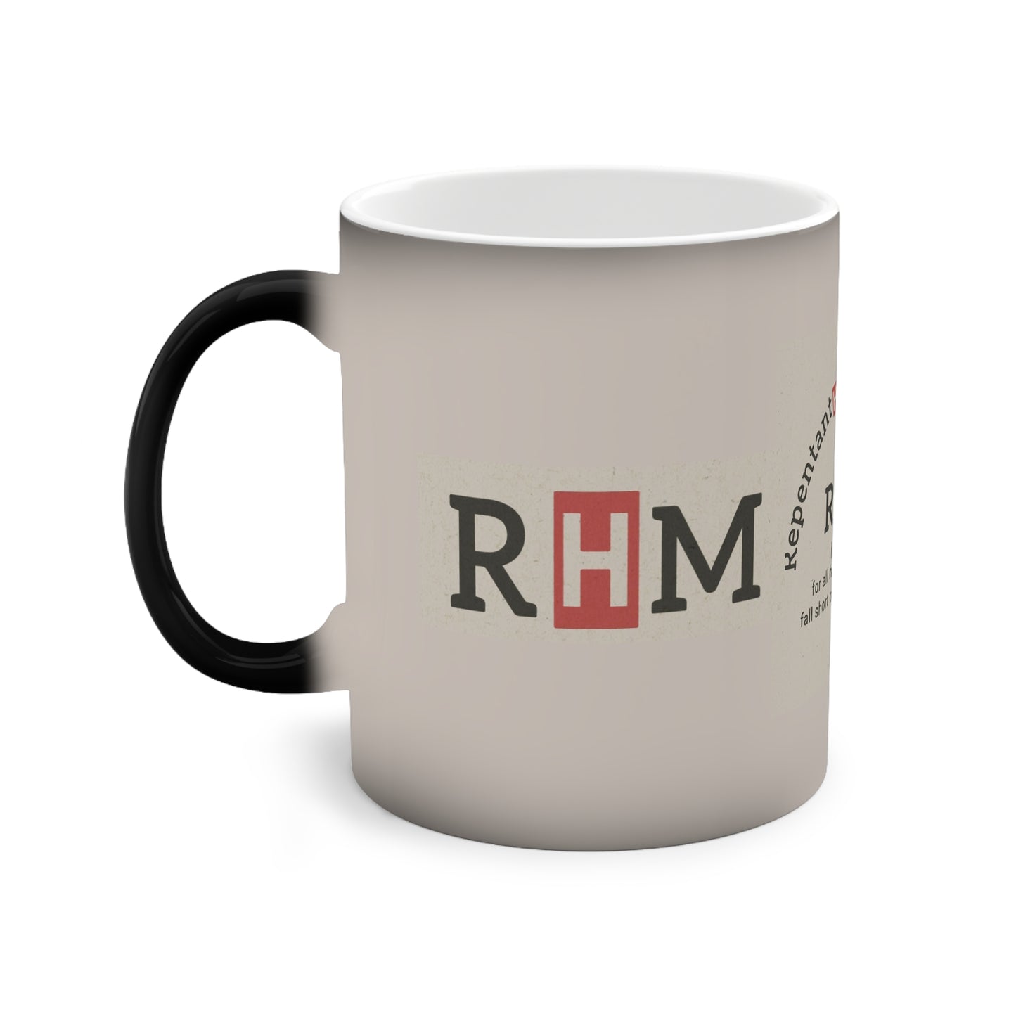 Cup 11oz- Repentant Hearts Ministry Logo Color-Changing Mug — 11oz Inspirational Scripture Gift (Romans 3:23)