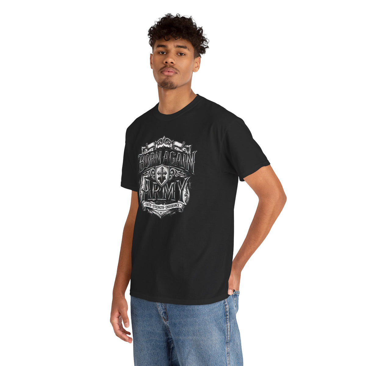 Born Again Army T-Shirt — Christian Faith Graphic Tee (1 Peter 1:23)