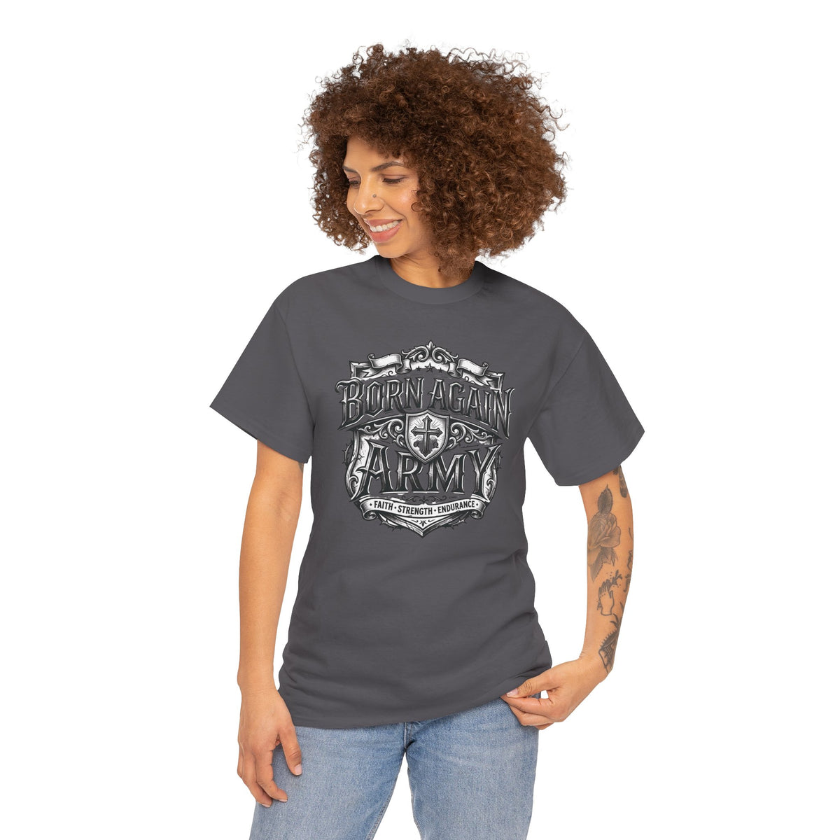 Born Again Army T-Shirt — Christian Faith Graphic Tee (1 Peter 1:23)