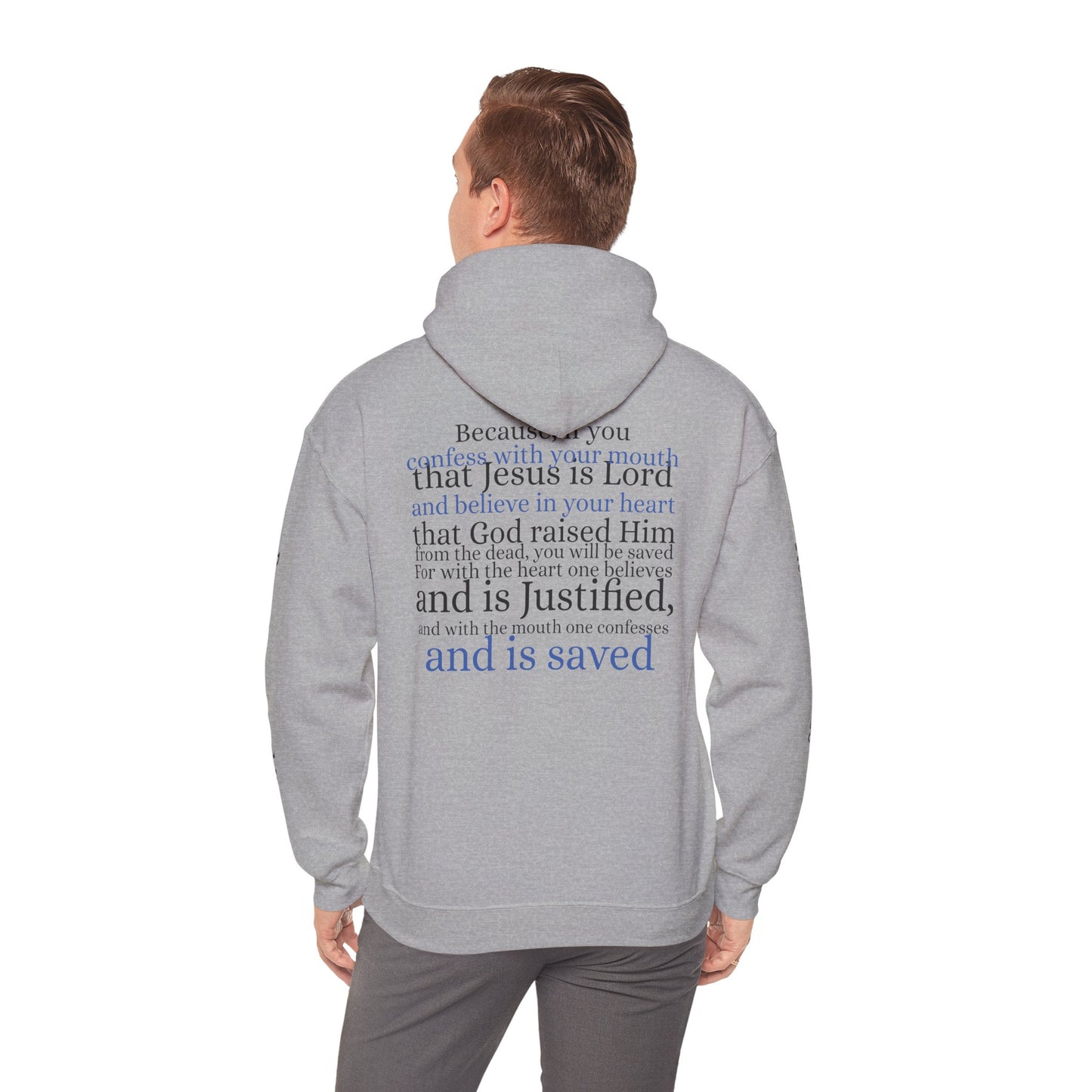 Forgiveness Hoodie (Romans 10:9-10)— Christian Scripture Faith Pullover