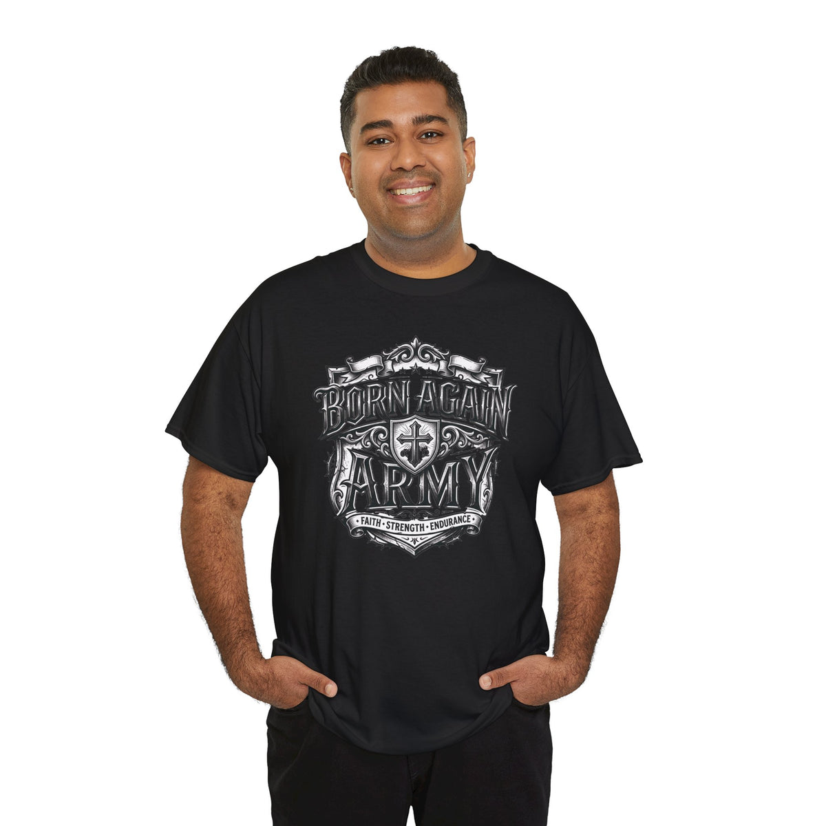 Born Again Army T-Shirt — Christian Faith Graphic Tee (1 Peter 1:23)