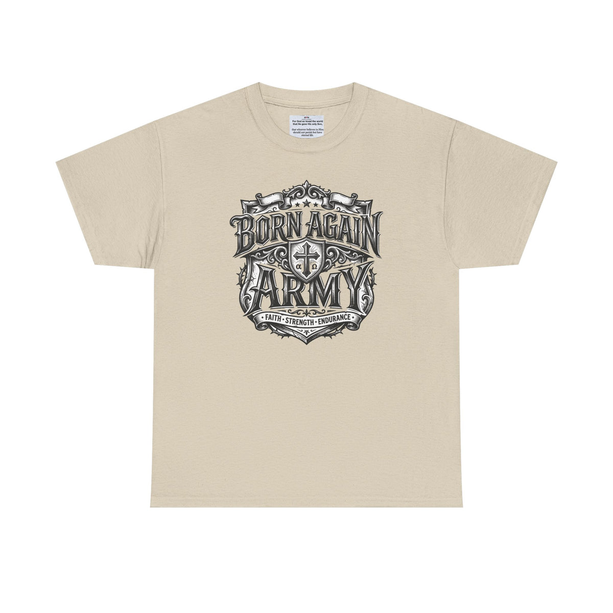 Born Again Army T-Shirt — Christian Faith Graphic Tee (1 Peter 1:23)