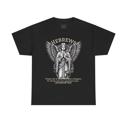 Hebrews 13:2 Angel Graphic Tee — Christian Faith Bible Verse Shirt