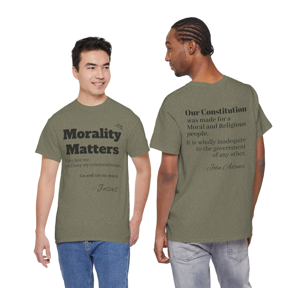 Morality Matters- Bible Scripture and John Adam's quote Unisex Heavy Cotton Tee