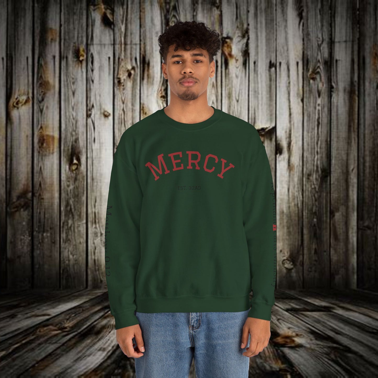 Mercy Crewneck Sweatshirt (Matthew 9:13) — "I Desire Mercy, Not Sacrifice" Inspirational Bible Verse Sweatshirt