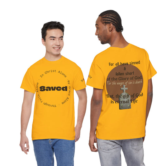 "Saved" Ephesians 2:8 T‑Shirt — Scripture back