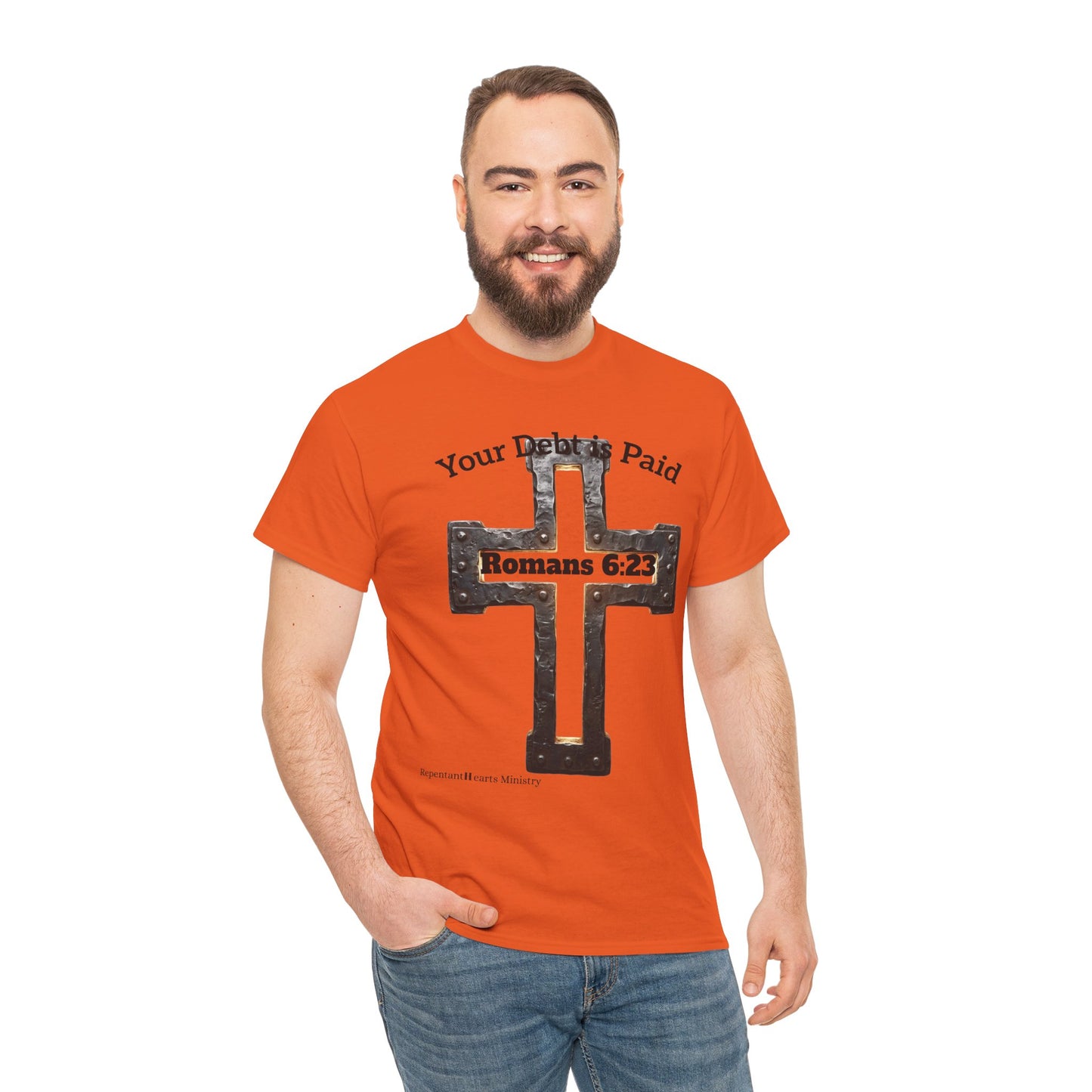 Your Debt Is Paid Romans 6:23 Inspirational- Christian Cross T-Shirt