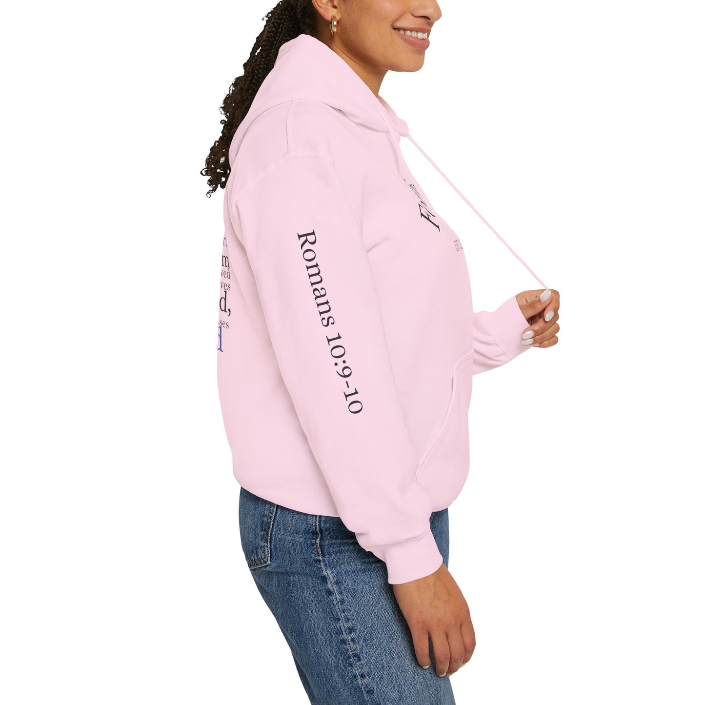 Forgiveness Hoodie (Romans 10:9-10)— Christian Scripture Faith Pullover