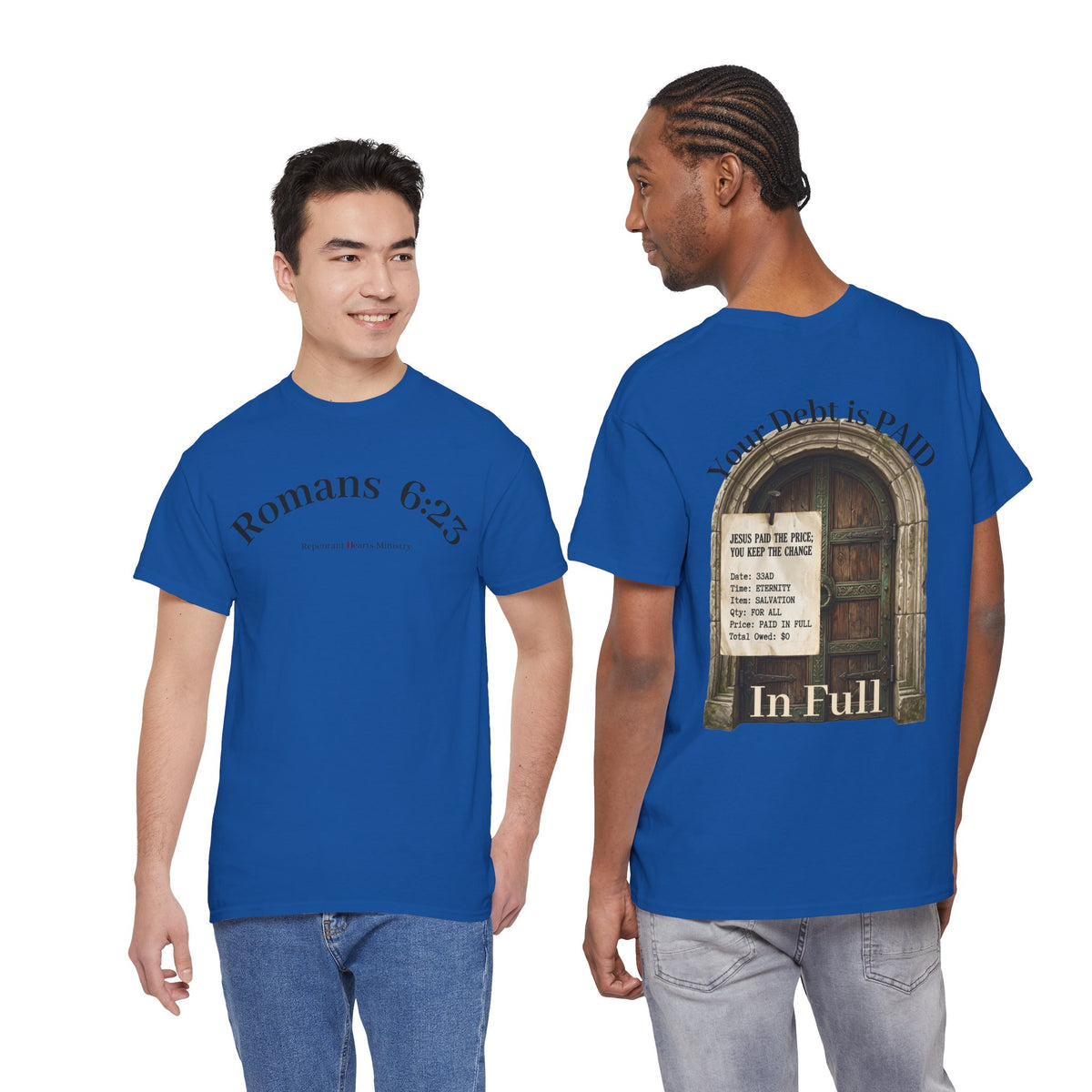 Your Debt Is Paid Romans 6:23 Inspirational- Christian Cross T-Shirt