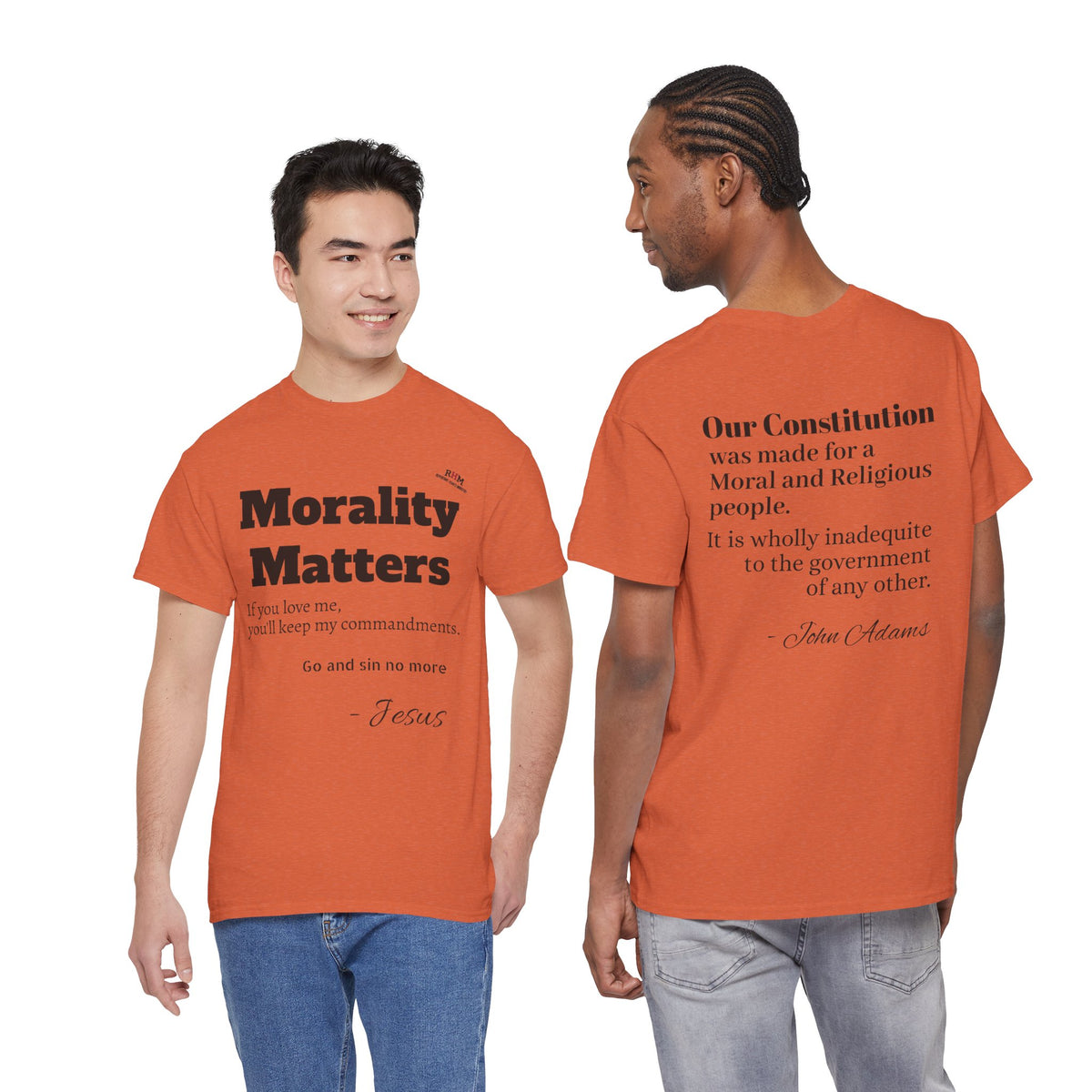 Morality Matters- Bible Scripture and John Adam's quote Unisex Heavy Cotton Tee