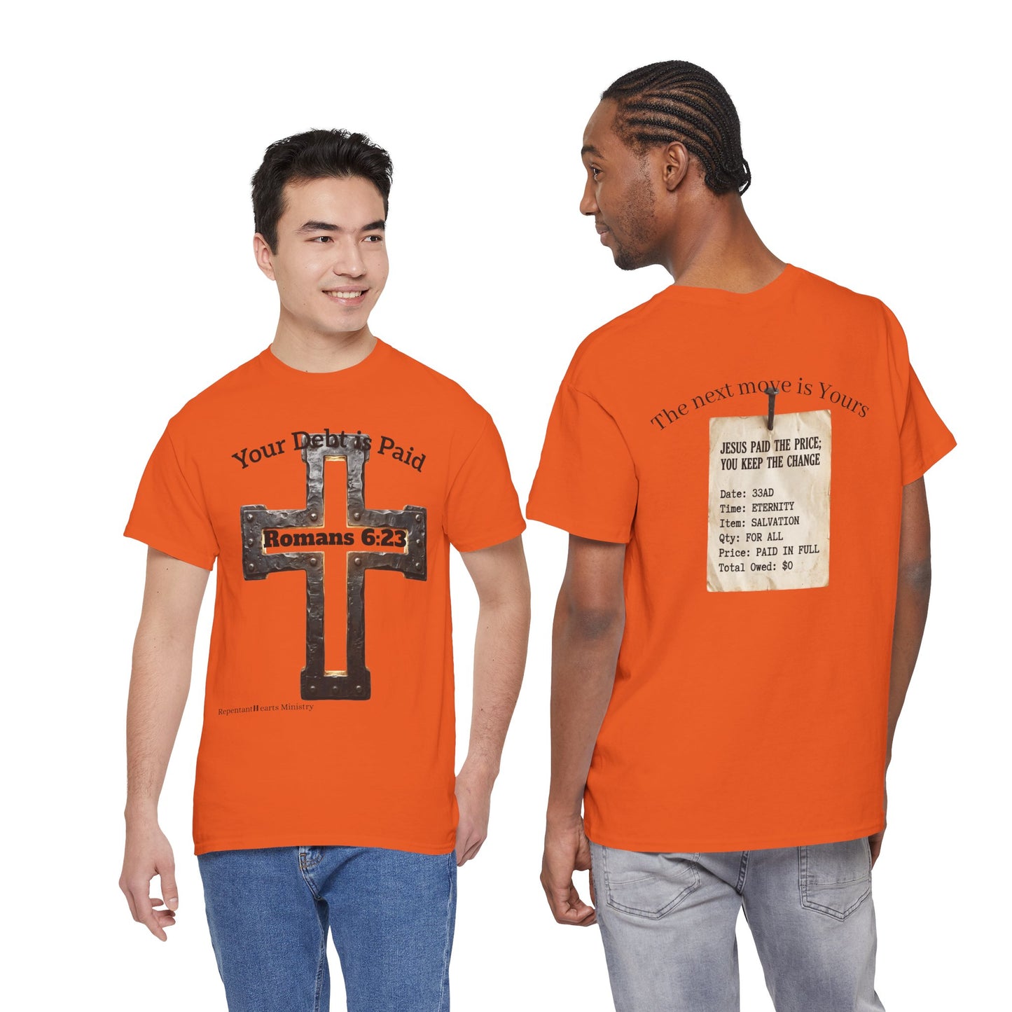 Your Debt Is Paid Romans 6:23 Inspirational- Christian Cross T-Shirt