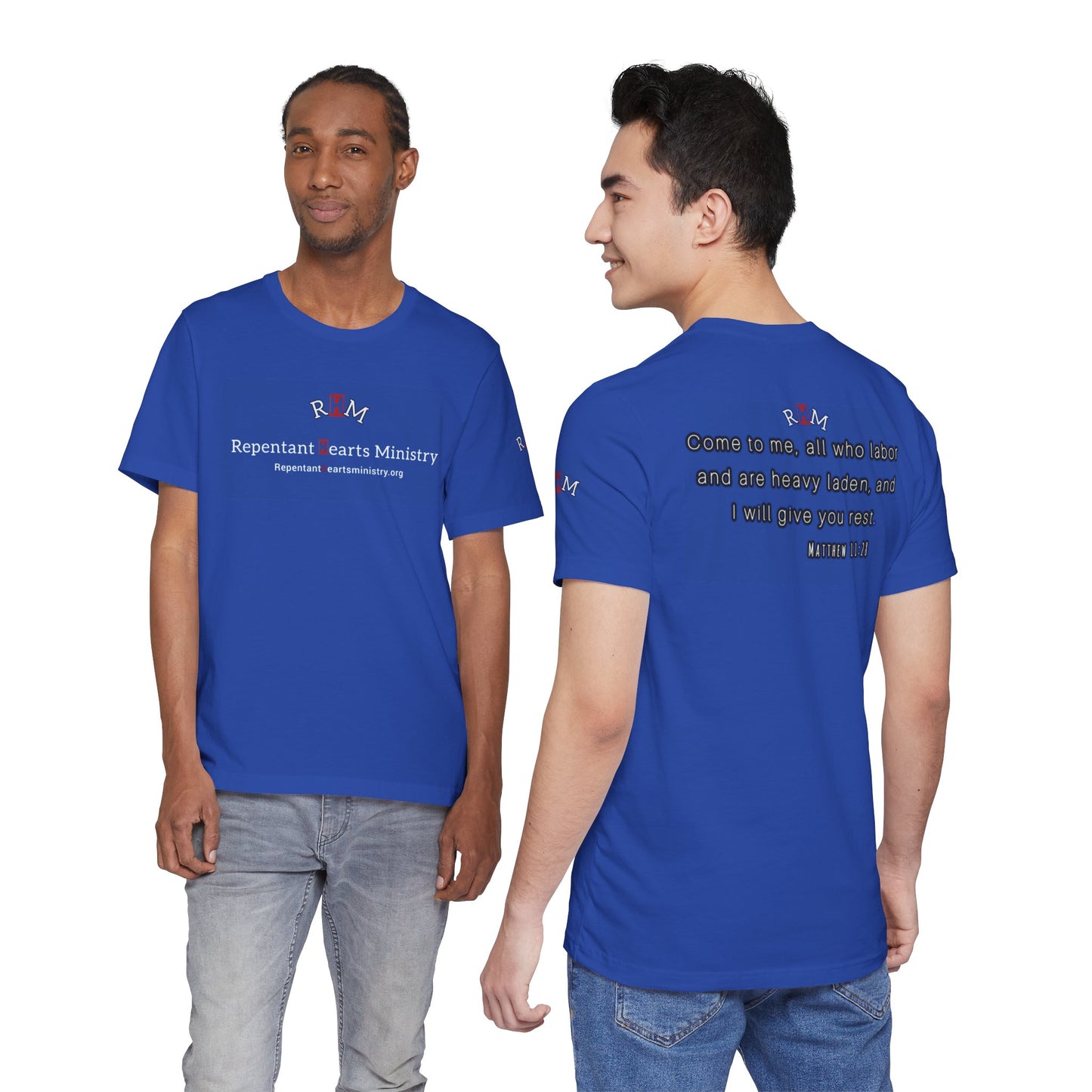 Matt 11:28- Repentant Hearts Ministry T‑Shirt — Scripture Tee