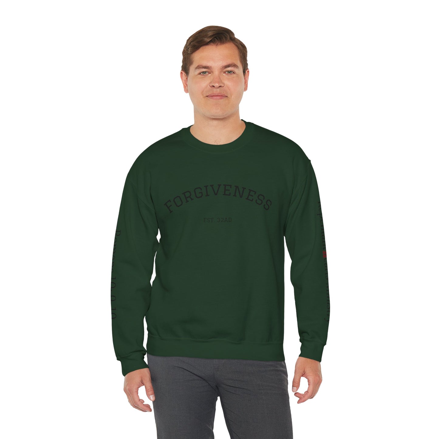 Forgiveness Crewneck Sweatshirt (Romans 10:9) — Christian Faith Verse Pullover