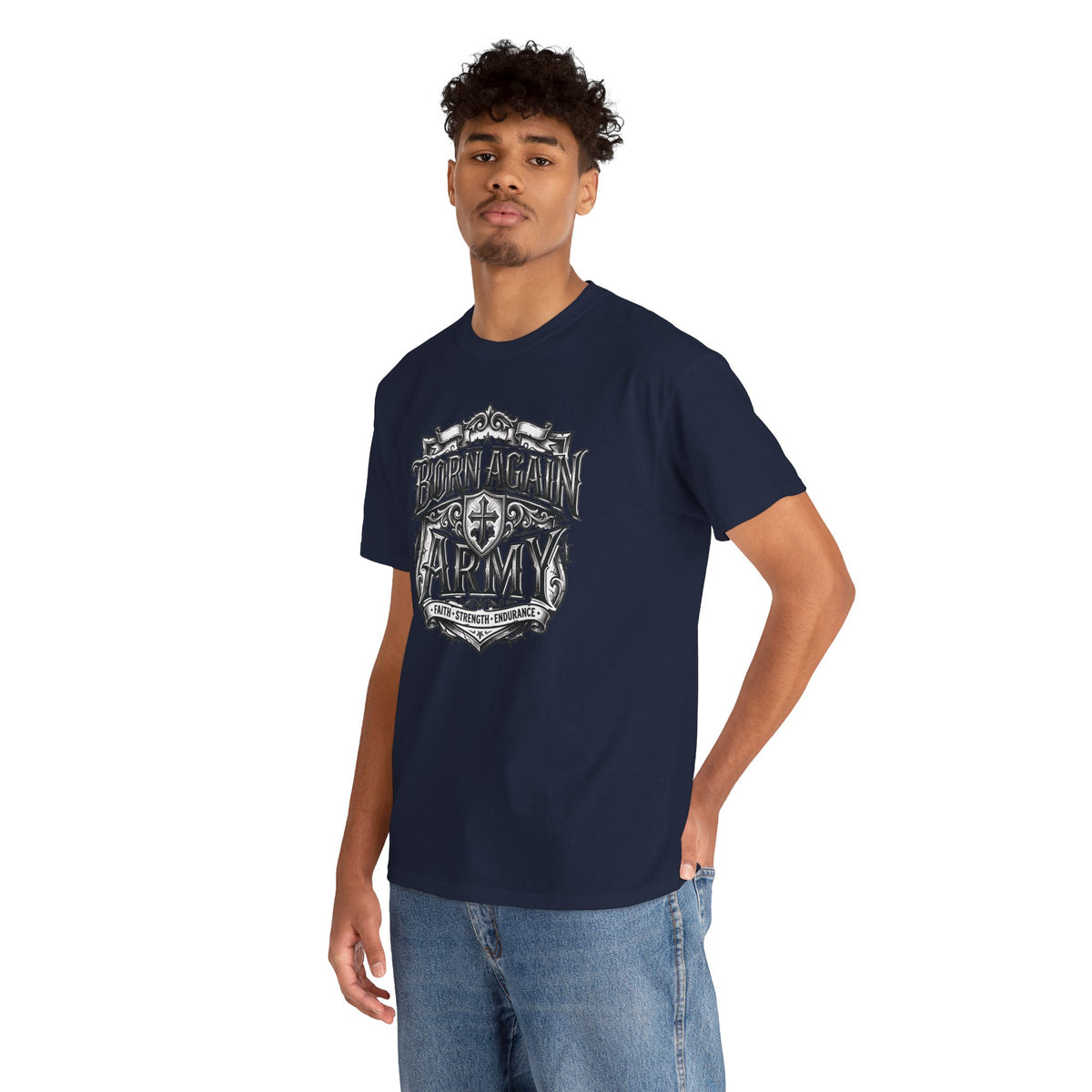 Born Again Army T-Shirt — Christian Faith Graphic Tee (1 Peter 1:23)