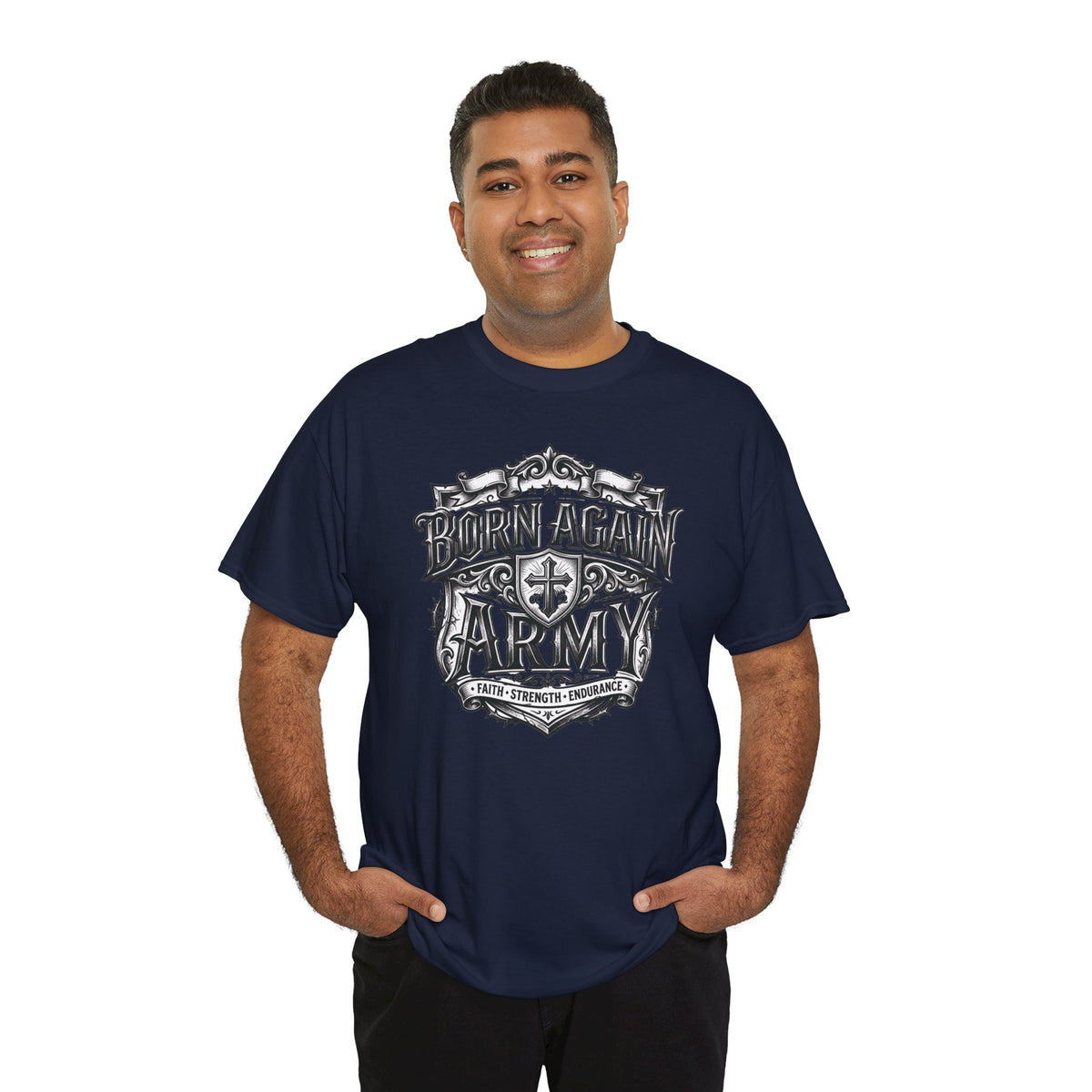 Born Again Army T-Shirt — Christian Faith Graphic Tee (1 Peter 1:23)