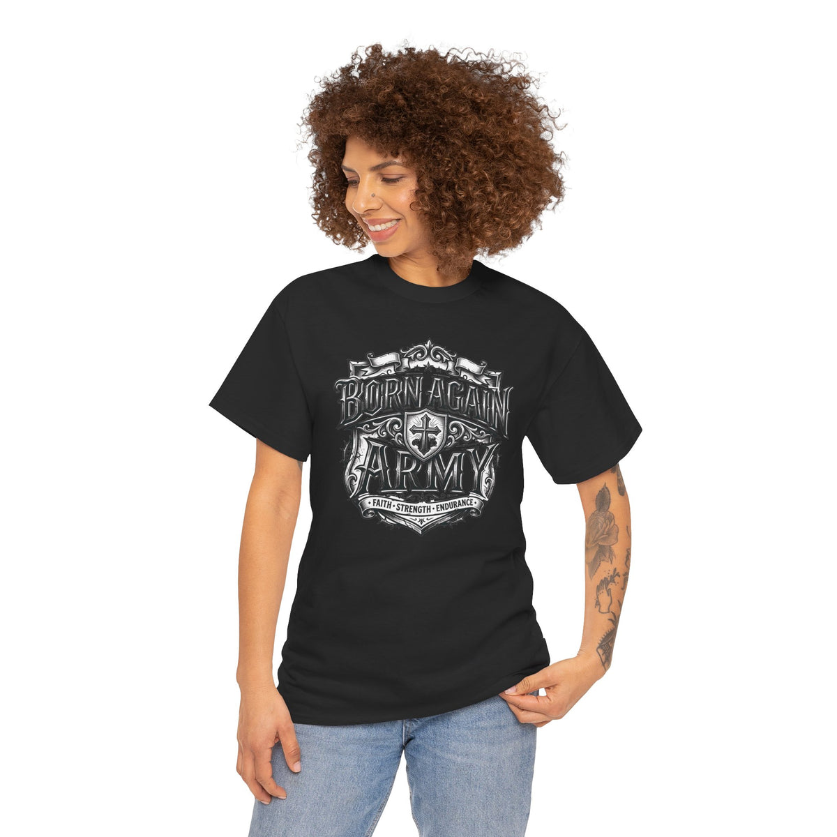 Born Again Army T-Shirt — Christian Faith Graphic Tee (1 Peter 1:23)