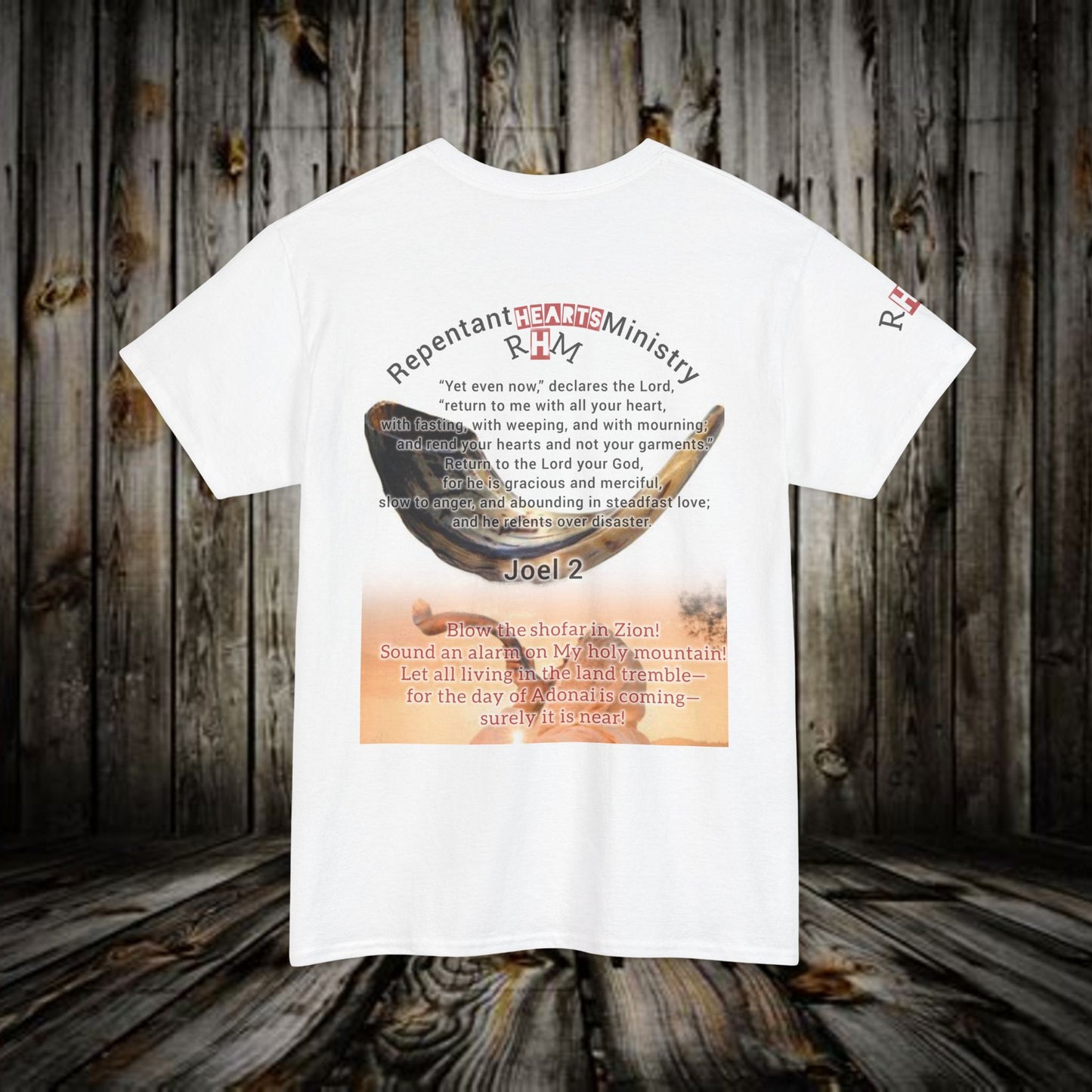 Biblical- Repentant Hearts Ministry T‑Shirt —  Christian Tee with Scripture & Shofar Design