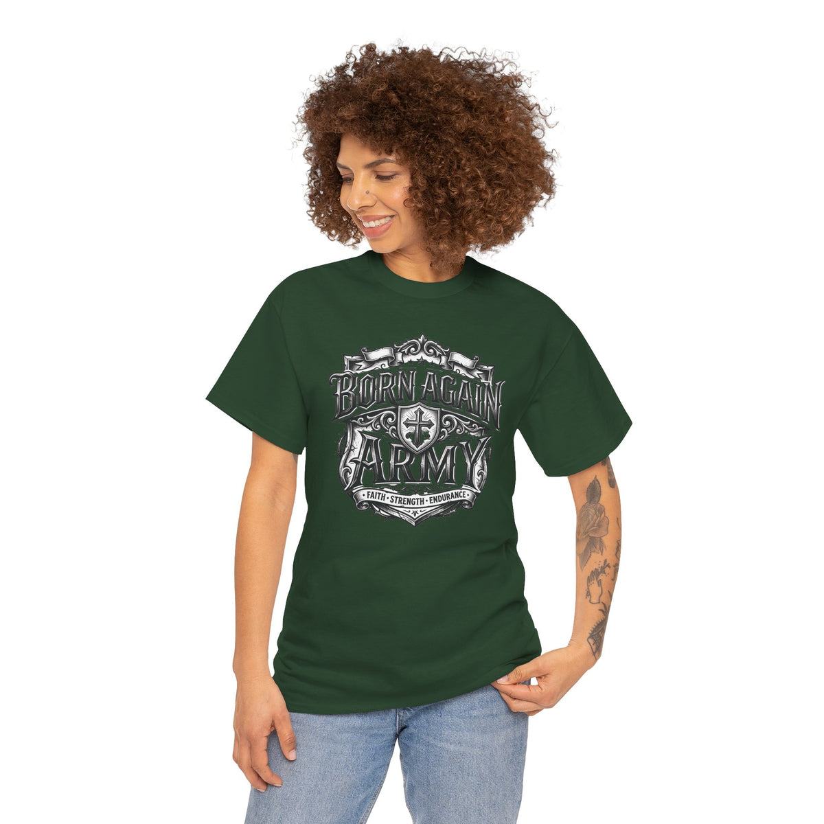 Born Again Army T-Shirt — Christian Faith Graphic Tee (1 Peter 1:23)