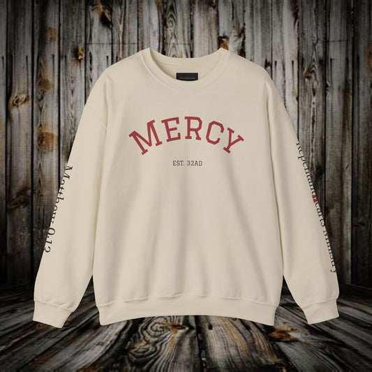 Mercy Crewneck Sweatshirt (Matthew 9:13) — "I Desire Mercy, Not Sacrifice" Inspirational Bible Verse Sweatshirt