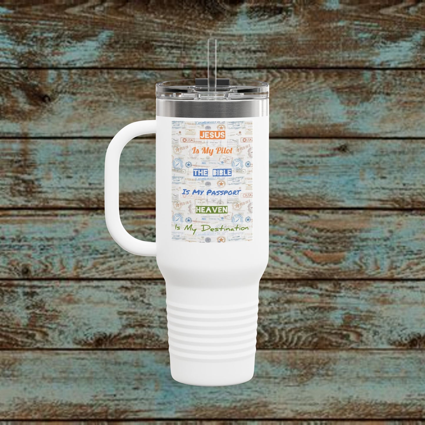 Faith Based Insulated Travel Mug – 40oz | Jesus is My Pilot Design | Perfect for Travelers & Pilots