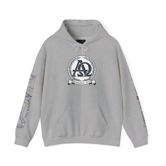Alpha Omega Hoodie — "I Am the First & the Last" Names of Jesus