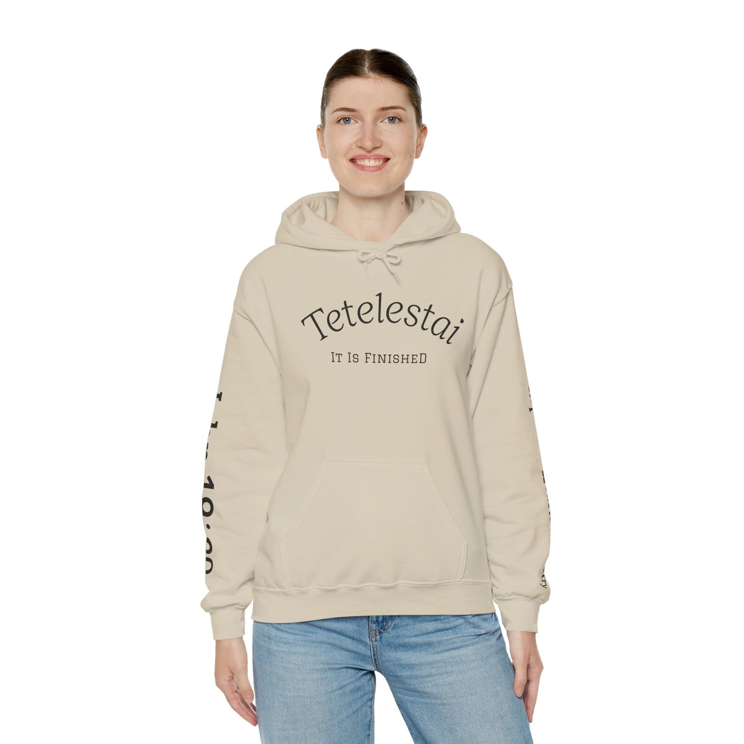 "Tetelestai" -It Is Finished- John 19:30 Hoodie — Christian Scripture Sweatshirt