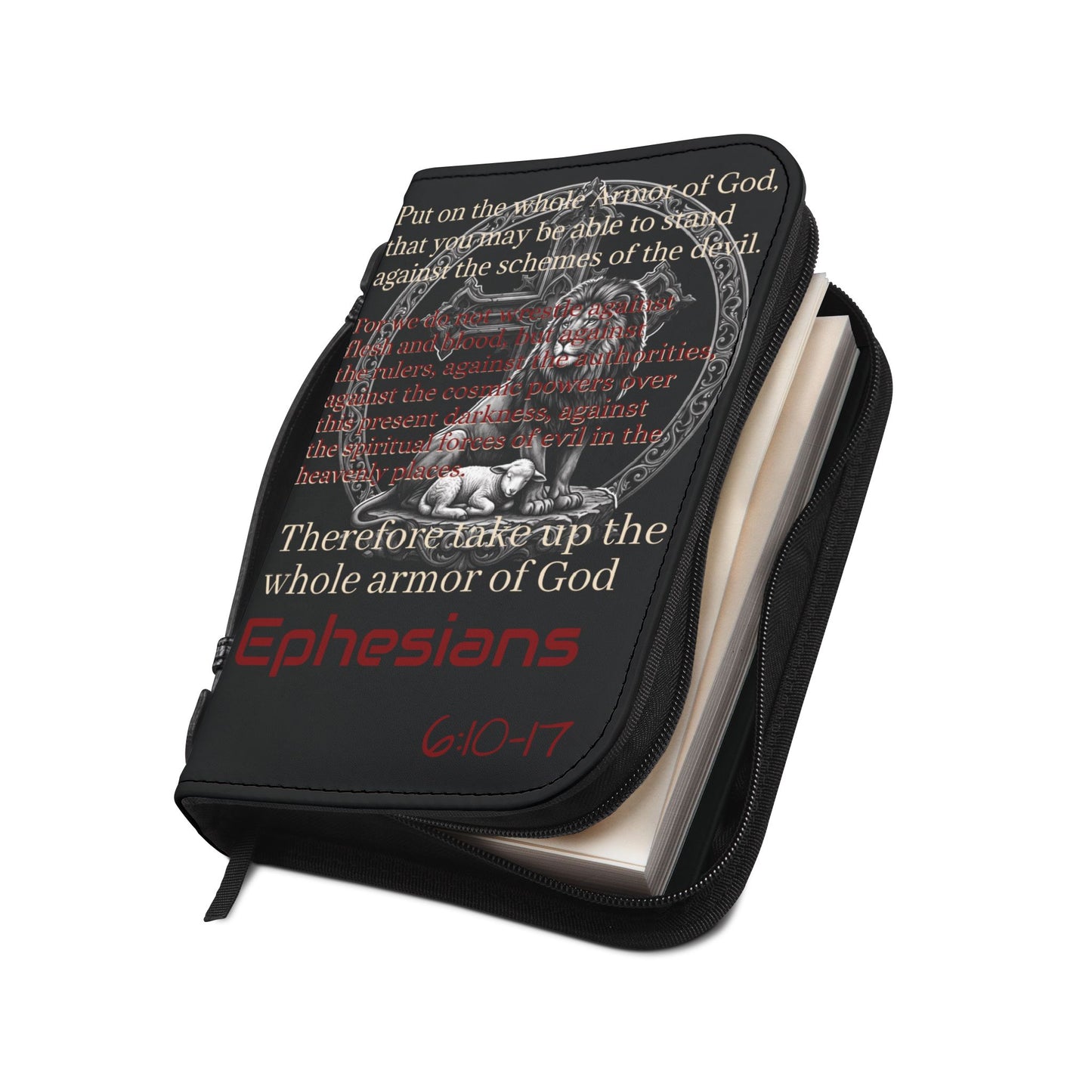 Bible Cover/ Case - Ephesians 6:10-13 & Lev. 26:12 RHM