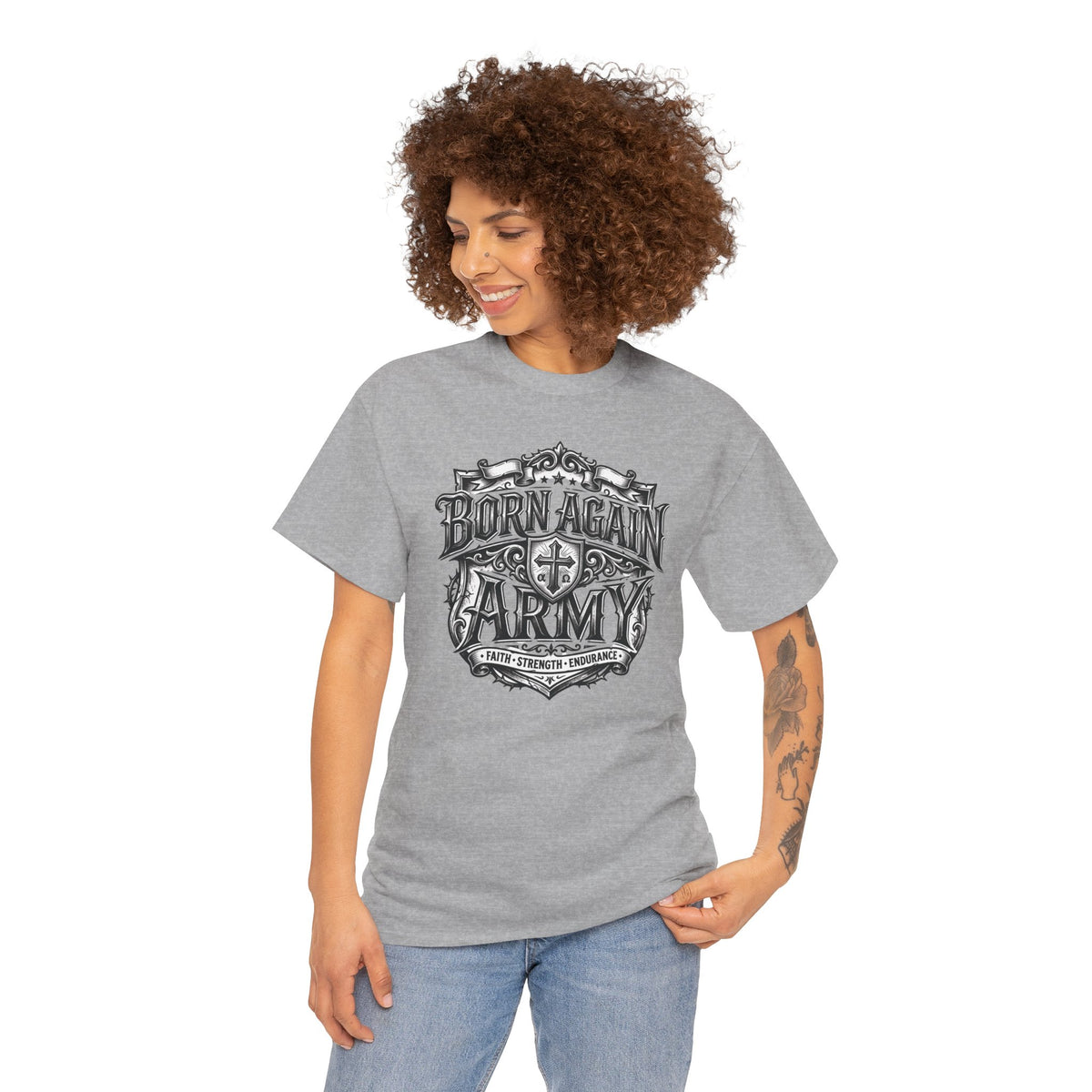 Born Again Army T-Shirt — Christian Faith Graphic Tee (1 Peter 1:23)