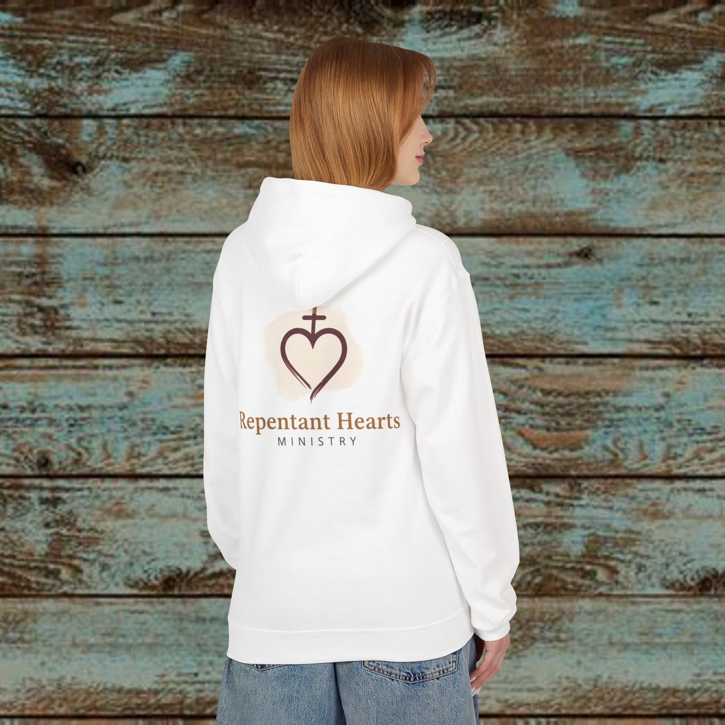 Women's Repentant Hearts Ministry Hoodie — Faith-Based Christian Heart & Cross Pullover